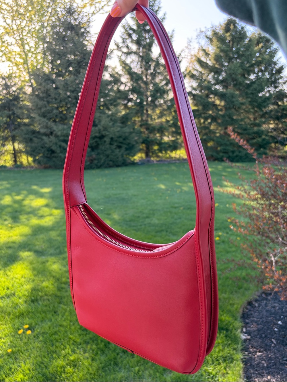 Coach curve zip shoulder bag ruby red purse - Picture 3 of 10